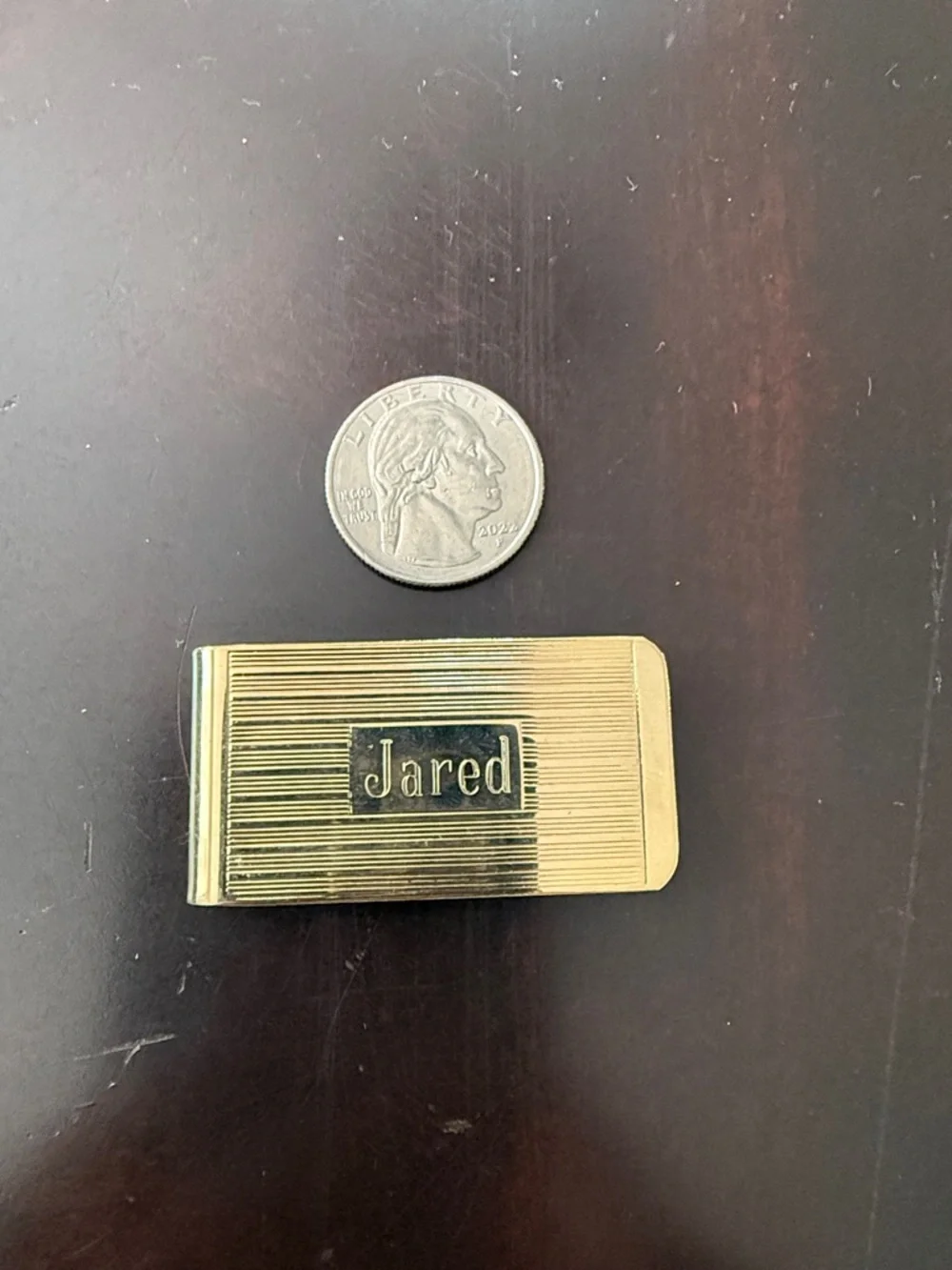 Gold-Tone Personalized Money Clip with 'Jared' Engraving
